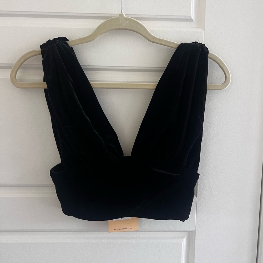 VRG GIRL Sexy Black Velvet Women's Blouse